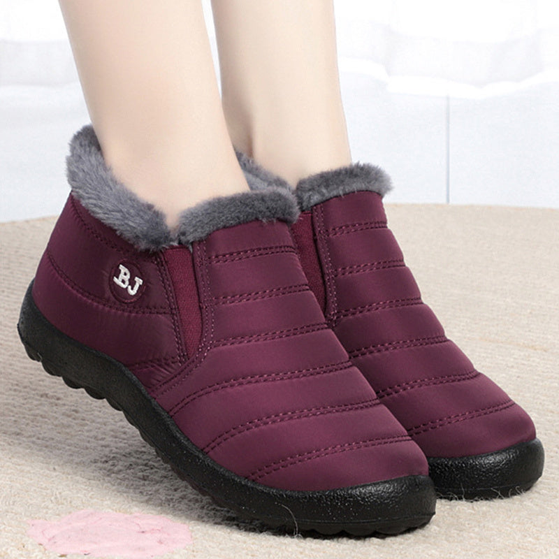 Warm & Waterproof Women's Fleece Snow Boots - Slip On Thermal Ankle Booties for Winter