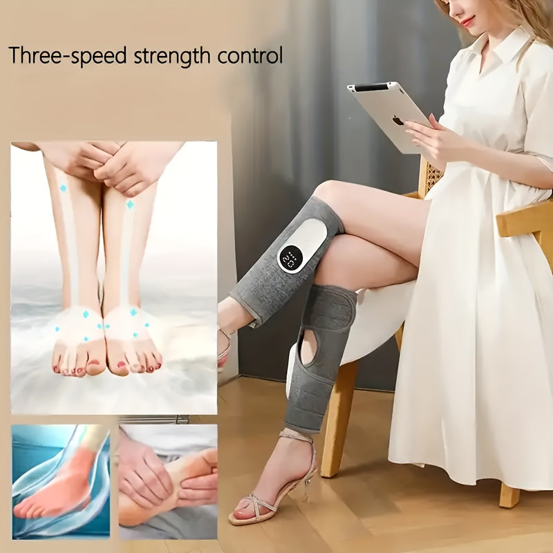 Portable Leg Massager with Air Compression, Heat, and 3 Intensities for Circulation and Muscle Relaxation - USB Rechargeable