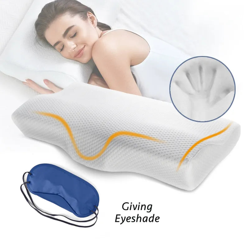 Memory Foam Orthopedic Pillow - Slow Rebound Butterfly Shaped Neck Support - 60/50 cm