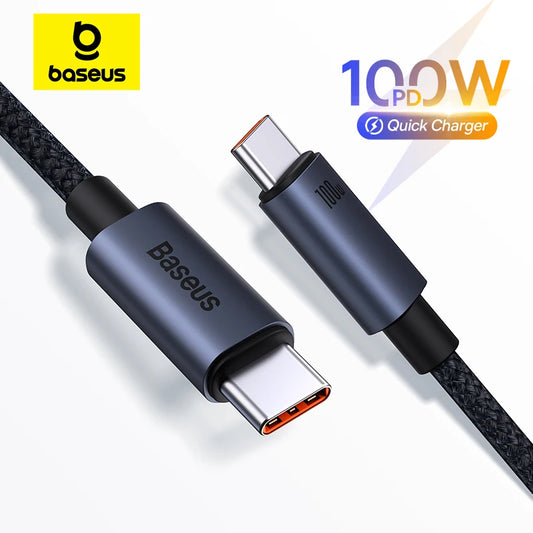 Baseus iPhone 15 Pro Fast Charger Cable - 100W, Type-C to Type-C, 2m