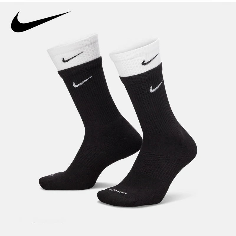 Original Nike Everyday Plus Cushioned Raining Sports High Socks 1 Pair Combination Black S M L DD2795-011