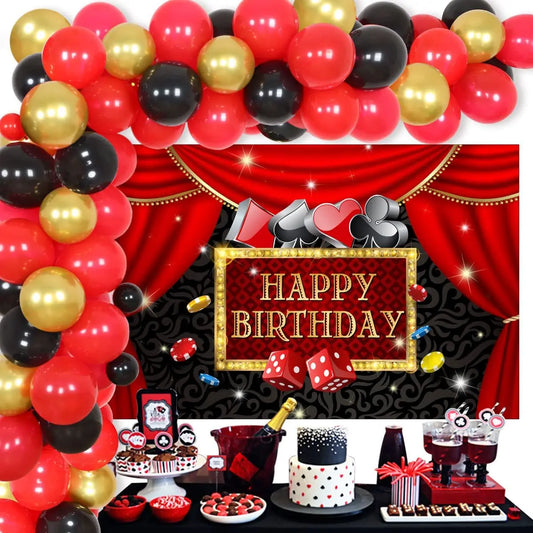 Stylish Casino Night Party Decorations - Poker Theme Balloon Garland Kit